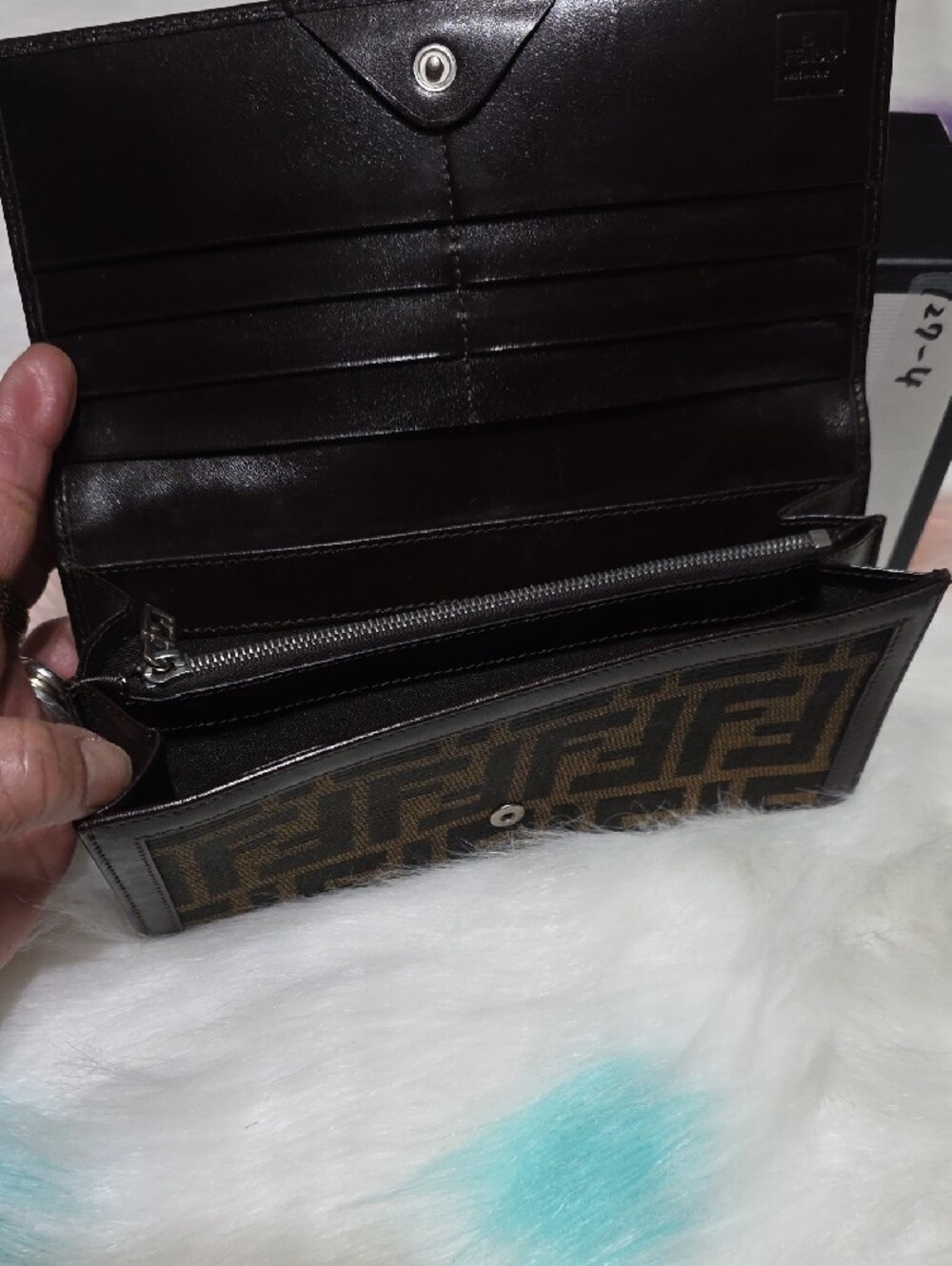 Authentic Fendi Brown and Black Zucca Logo Folded Wallet - Picture 2 of 5